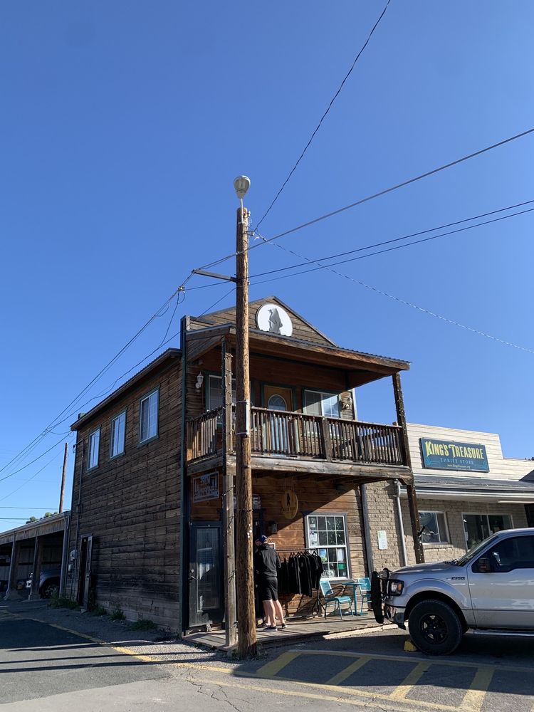 Two-story wood exterior of Black Bear Coffee Shop on Burro Avenue