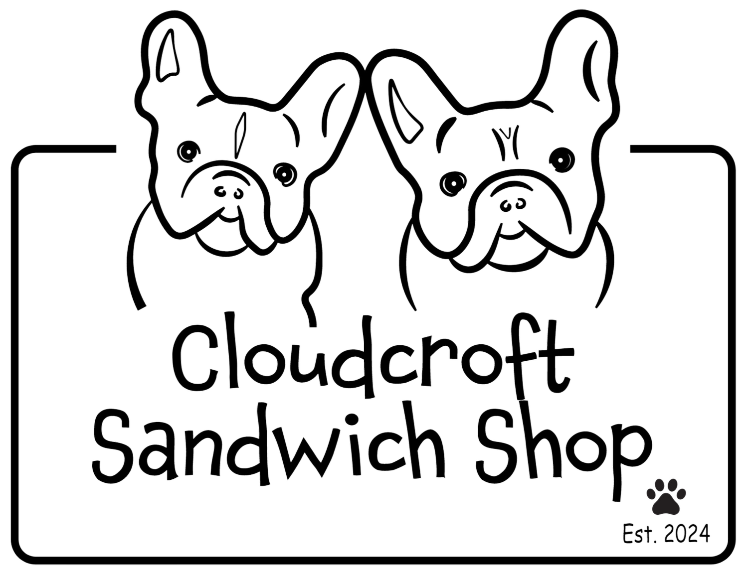 Cloudcroft Sandwich Shop logo &mdash; two French bulldogs above the shop name, Est. 2024
