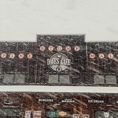 Dave's Caf&eacute; exterior in snow