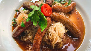 Bratwurst with sauerkraut from Saturday German dinner