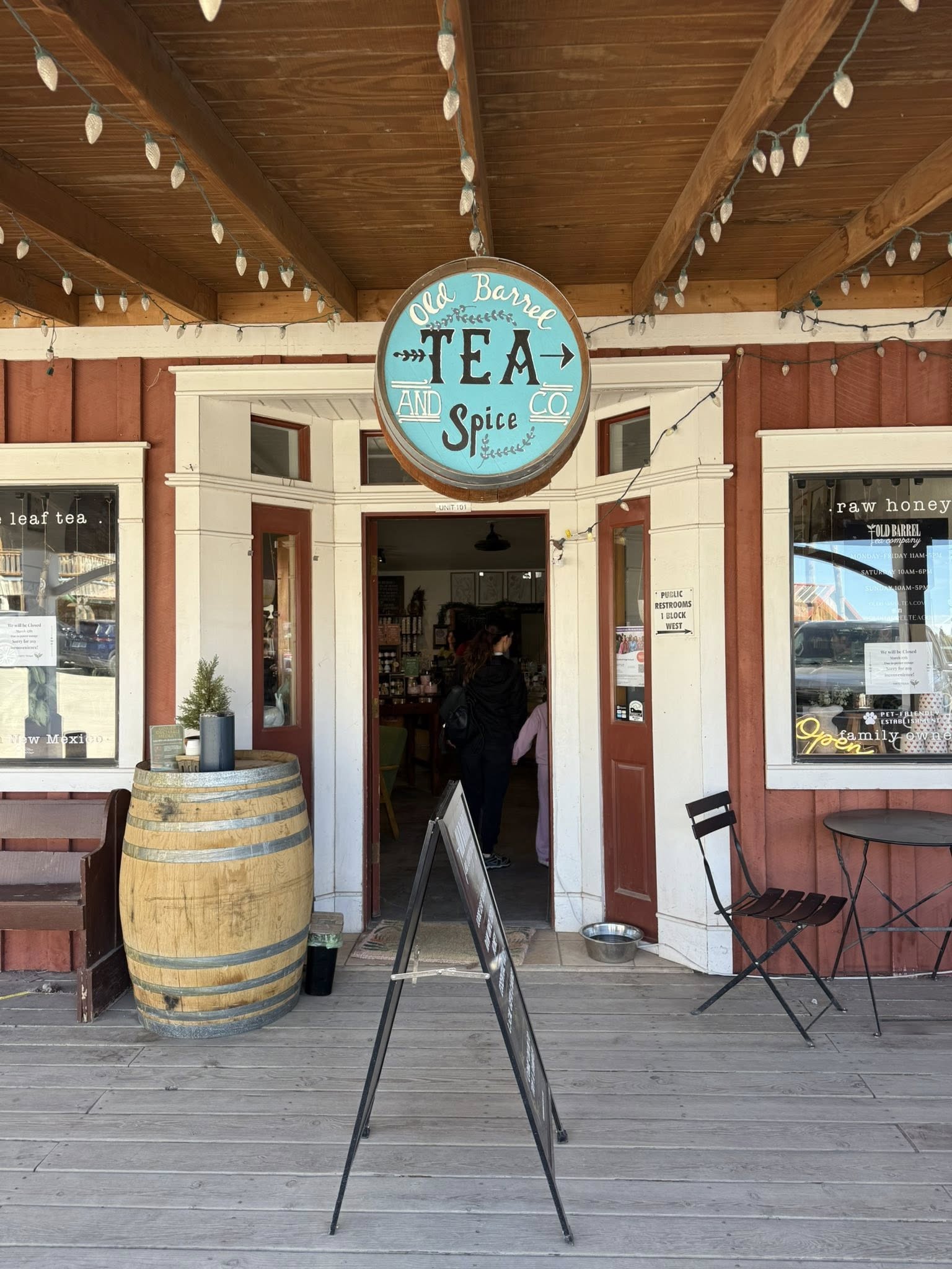 Old Barrel Tea Company — storefront on Burro Avenue