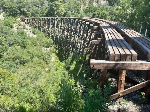 The historic Mexican Canyon Railroad Trestle beside US-82 on the climb between Alamogordo and Cloudcroft