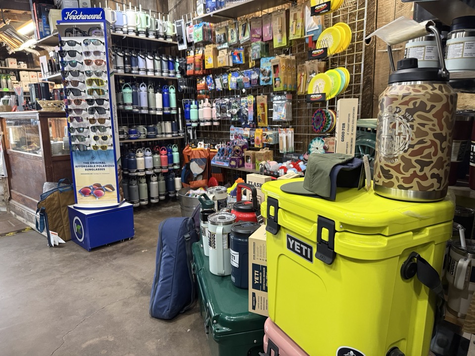 Yeti coolers, Knockaround sunglasses, and Hydroflask water bottles at High Altitude