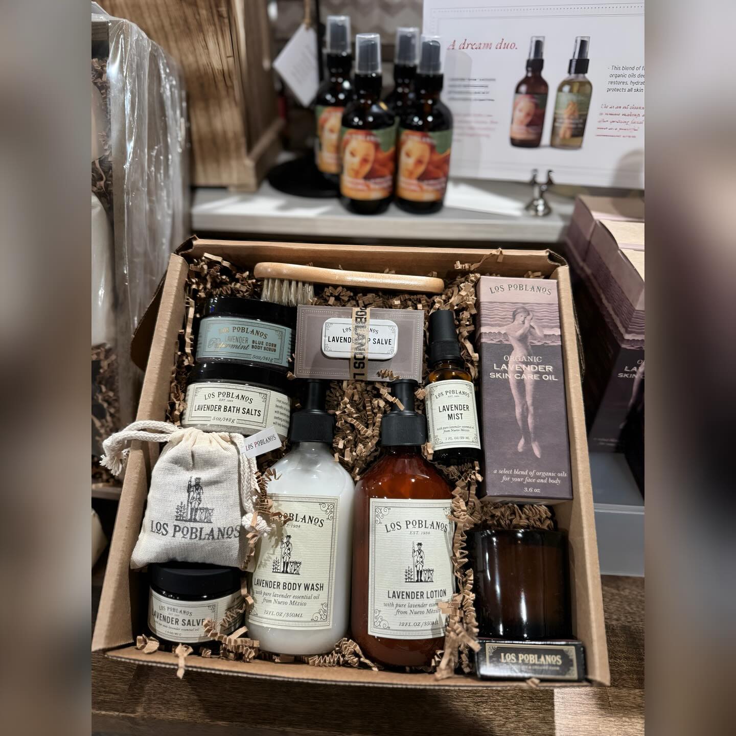 Los Poblanos New Mexico-made lavender gift set on display at The Highland