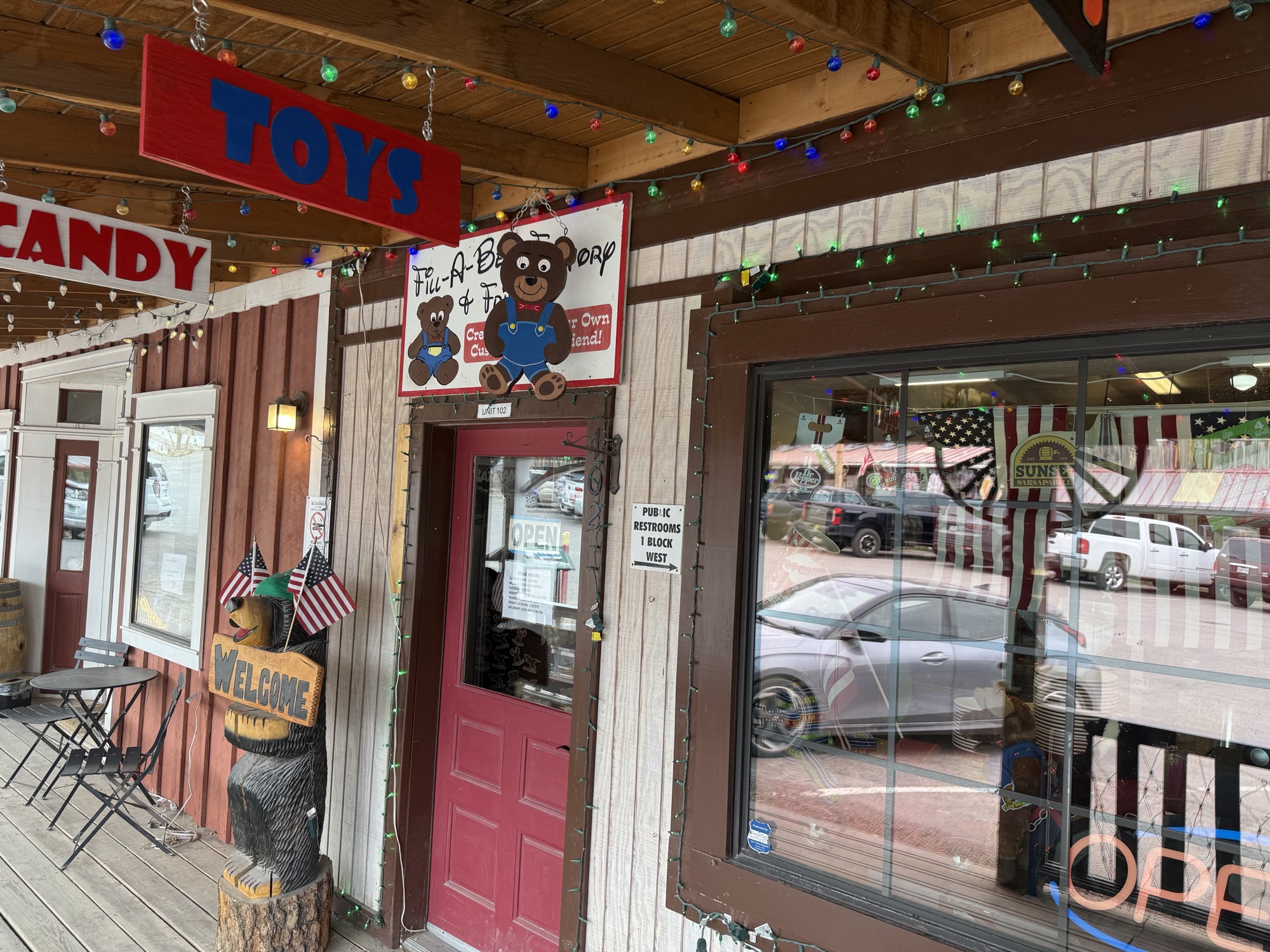 TreeRific Toys and Candy Shoppe — boardwalk storefront under the TOYS sign