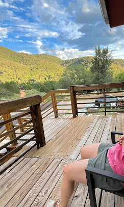 Porch with mountain views at Cloudcroft Hostel